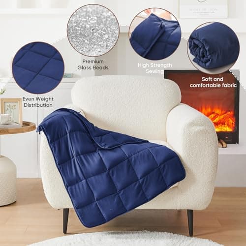 Weighted Lap Blanket for Adults 5lbs, 24"x29" Cooling Heavy Throw Blanket, Portable Travel Weighted Blankets, Soft Small Blankets Gift for Sleeping, Navy Blue 7