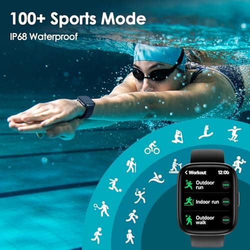 KEEPONFIT Smart Watch, 1.83" Touch Screen Smartwatch with Alexa Built-in IP68 Waterproof, Pedometer, Fitness Tracker with 100 Sports Modes Heart Rate/SpO2/Stress/Sleep Monitor for Men and Women (Pink) 5