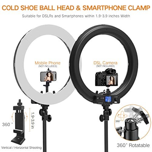 Pixel Ring Light, 19" Bi-Color LCD Display Ring Light with Stand, 55W 3000-5800K CRI≥97 Light Ring for Vlogging Selfie-Portrait Live Stream Video Photography Shooting 5