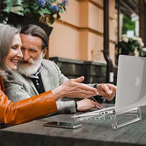 QUPIVA Acrylic Laptop Stand for Desk, Clear Ventilated Computer Stand Holder for Desk, Ergonomic Acrylic Sturdy Laptop Riser Compatible with MacBook Air Pro Dell Lenovo Thinkpad ASUS 9-16 Inch 8