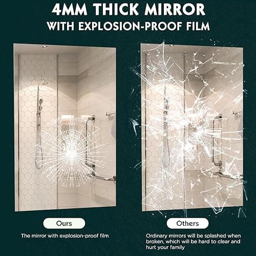 Memobarco Bathroom Mirrors for Wall, 20 * 28 Frameless Bathroom Vanity Mirror Rectangle Round Corner IP54 Water Proof Shatterproof Mirror Bathroom Wall Mounted for Bathroom 5