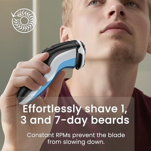 SweetLF Electric Shaver with Air Drying Base - IPX7 Waterproof Electric Razor, Rechargeable Cordless Shavers for Men, Type-C, 120Mins Runtime, Plug & Play, Pop-up Trimmer, (with Charger),Blue 7