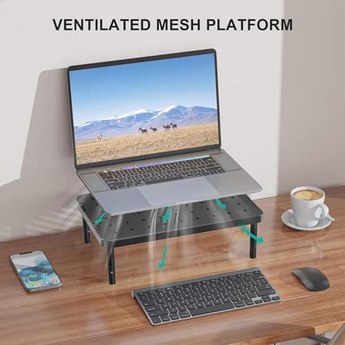 WALI Computer Monitor Stand for Desk, Adjustable Laptop Riser, Desk Monitor Stand Underneath Storage for Office, School Supplies (PTT001-B), 1 Pack, Black 5