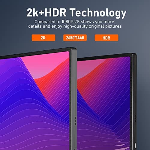 Feiasia 2.5K Portable 17.3" 2560x1440 IPS HDR USB-C Laptop Monitor for PC Mac Phone Gaming Travel 3
