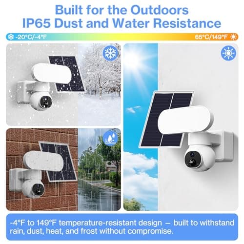 FancyDove Wireless Floodlight Camera, Outdoor Camera with Solar Panel for Home Security, Solar Camera Outdoor Wireless Flood Light Motion Sensor, 2K 360° PTZ View, 2000LM, Alexa, Waterproof, 64GB SD 5