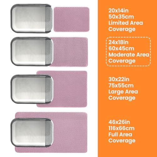 Petinstinct Cat Litter Mat, 24x18 Inches Large Double Layer Honeycomb Cat Litter Trapping Mat, Non Slip Waterproof Urine Proof Cat Litter Box Mat for Floor, Kitty Litter Rug, Cat Supplies, Pink 9