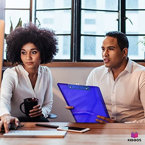 Kiggos 25 Transparent Colored Clipboards Bulk for Classroom Office Plastic Clipboard Low Profile Kids Clip Boards Standard Letter Size Holds 100 Sheets Hanging Hook Colorful Clip Board 9