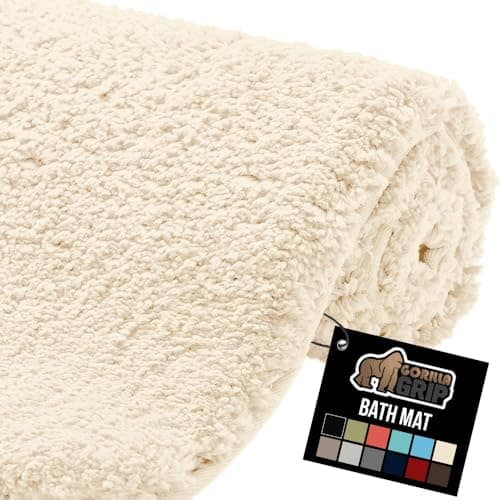 GORILLA GRIP Bathroom Rugs, Ultra Soft Absorbent Mat, Thick Plush Bath Rug, Machine Washable, Microfiber Quick Dry, Mats for Shower, Bathtub and Floor, Home Decor Accessories, 24x17, Ivory