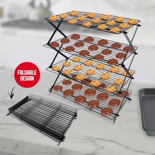 4-Tier Collapsible Cooling Rack For Baking - Expandable & Foldable Cookie Cooling Wire Rack - Baking Rack - Foldable Cooling Rack For Baking Supplies - Premium Quality & Sturdy Legs 7