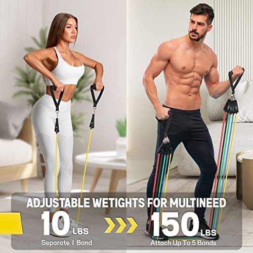 Resistance Band Set for Men and Women, Workout/Exercise Bands with Door Anchor, Handles 5