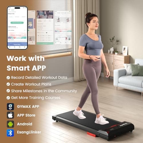 Goplus Walking Pad, 2.5HP 340LBS Capacity Under Desk Treadmill with Remote Control, APP-Enabled and LED Display, Portable Treadmills for Home Small, Office, Installation Free 6