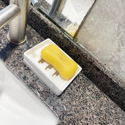 Ceramic Soap Dish Bar Soap Holder Double Layer Soap Tray Draining by Lofekea 5