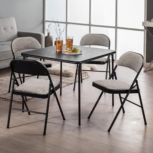 MECO 4-Pack Portable Padded Foldable Chairs, Lightweight and Cushioned Metal Fabric Folding Chair, Sudden Comfort, Black - Compact and Collapsible Furniture for Indoor and Outdoor Use 2