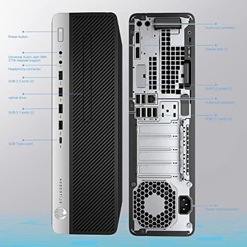 HP Elitedesk 800 G3 SFF Desktop PC - Intel i7-6700,32GB DDR4,1TB NVMe SSD + 2TB HDD, AX200 Wi-Fi 6,Dual 24-Inch Monitors, Wireless Keyboard and Mouse,Win 11 Pro (Renewed) 6