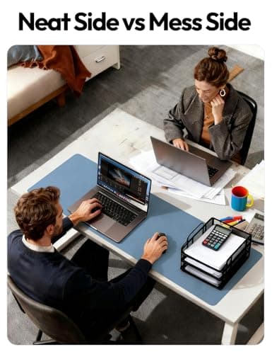 YSAGi Leather Desk Protector, Office Mat, Large Mouse Mat, Non-Slip PU Leather Blotter, Laptop Desk, Waterproof Writing Pad for Office and Home (Blue, 23.6" x 13.8") 6