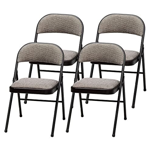 MECO 4-Pack Portable Padded Foldable Chairs, Lightweight and Cushioned Metal Fabric Folding Chair, Sudden Comfort, Black - Compact and Collapsible Furniture for Indoor and Outdoor Use