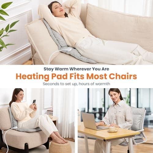 Heated Seat Cushion for Office Chair with Lumbar Support, Extra Large Heated Chair Pad for Pain Relief, Auto Shut Off, 3 Heating Levels, Chair Warmer for Full Back, Waist, Hip, Thigh, Home Use, Grey 7