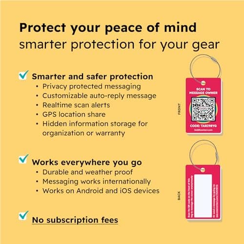 Smart Luggage Tags | Privacy QR Code Luggage Tag Keeps Personal info Private | Customizable Travel Suitcase Tags for Women Men | Use with GPS Bag Locator Tracking, Air Tag for Android or iOS 6