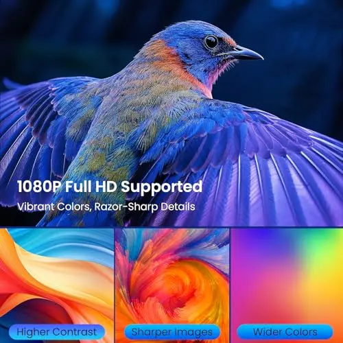 WISHOLY Projector with WiFi and Bluetooth, Mini Portable Projector with Built-in Rechargeable Battery for Outdoor, 1080P Supported, Electric Focus & Auto Keystone, Home Theater with 210° Mount 6