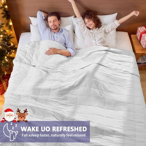 King Size Weighted Blanket for Adults (20 lbs, 80” x 87”, White) Cooling Heavy Blanket for Sleeping Perfect for 190-210 lbs, Breathable Blanket for Adults & Couple All Season, Machine Washable 5