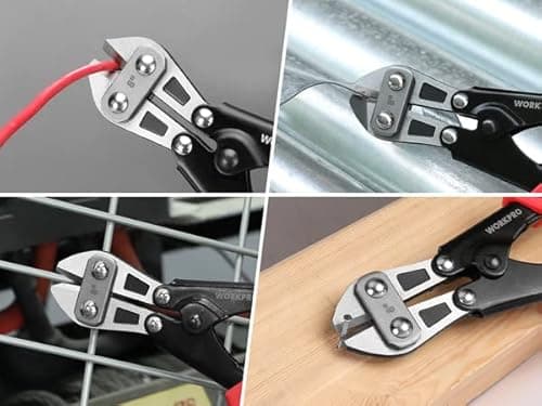 WORKPRO Mini Bolt Cutter 8-inch, Spring Loaded Small Heavy Duty Wire Cable Cutter, Snips Clippers with Soft Anti-Slip Handle 9