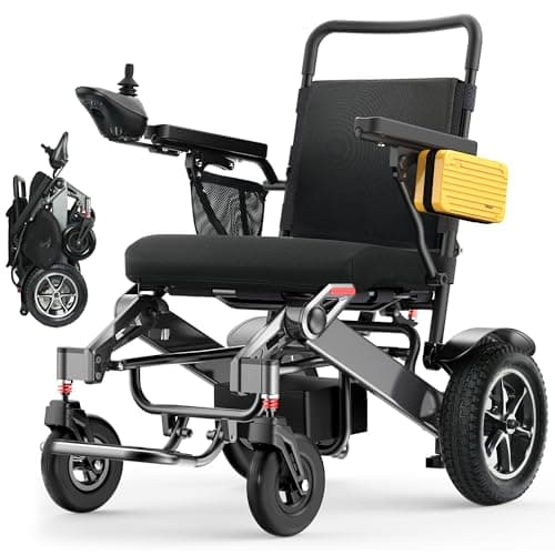 30 Miles Range Electric Wheelchairs for Adults - Support 400 lb & 500W Dual Motor All Terrain Power Wheelchair with Pneumatic Tires, Foldable Mobility Motorized Wheelchair for Seniors, Black