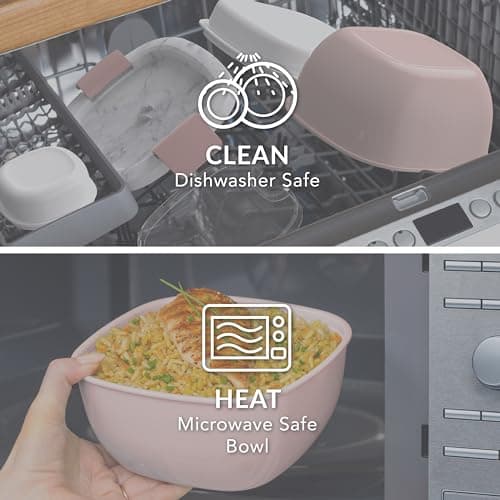 Bentgo Salad Container - 54 oz Bowl with 4-Compartment Toppings Tray, Dressing Container, Reusable Fork, BPA-Free Lunch Box for Meal Prep & Food Storage; Removable Bento Tray (Blush Marble) 5