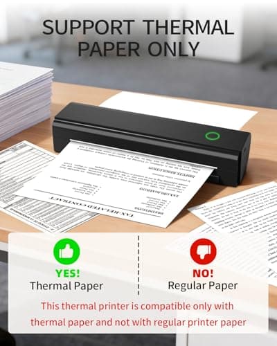 NDYIN Portable Printers Wireless for Travel, N80 Wireless Thermal Printer Bluetooth Inkless Printer Support 8.5" X 11" US Letter & A4, Compatible with iOS, Android, Laptop 3