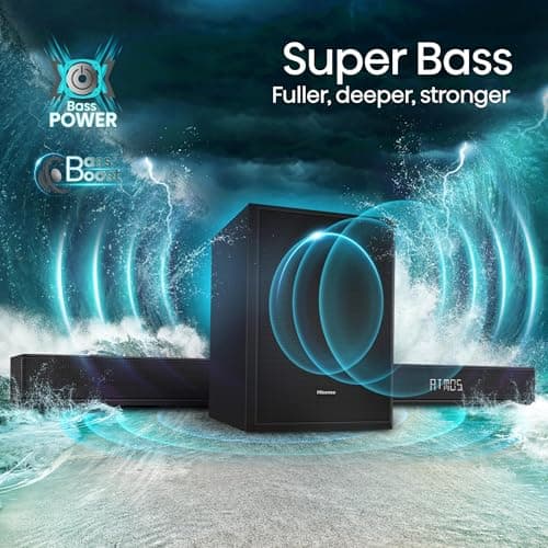 Hisense AX5125H 5.1.2Ch Sound Bar with Wireless Subwoofer, 500W, Dolby Atmos, Bluetooth 5.3, EzPlay, 4K HDMI Pass Through, Roku TV Ready, DTS:X, HDMI/AUX/ARC/Optical/USB, 7 EQ Modes 5