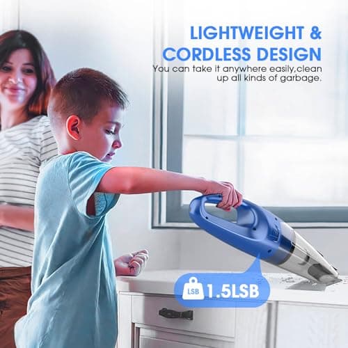 YOOHI Handheld Vacuum Cordless Rechargeable – 6000Pa Mini Hand Held Vacuum, LED Light, 20–25 Mins Runtime, USB Charging, 500ML Cup – Lightweight Small Vacuum Cleaner Cordless for Car/Office/Home 7
