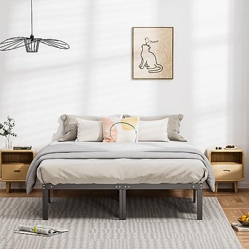 Sweetcrispy Queen Bed Frame - Metal Platform Bed Frames Queen Size with Storage Space Under Frame, Heavy Duty, 14 Inches, Sturdy Steel Slat Support, No Box Spring Needed 7