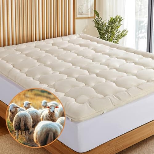 Luxury 100% Organic Wool Mattress Topper with 100% Organic Cotton Cover - 75"x80"