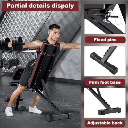 ALSO GO Adjustable Weight Bench, 770LBS Workout Benches with Leg Extension & Extended Headrest, Foldable Incline Decline Bench Press, Roman Chair, Full Body Strength Training Equipment for Home Gym 5