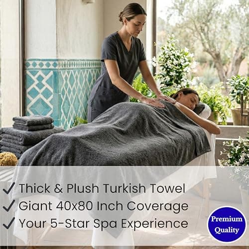 SALBAKOS Luxury 100% Turkish Cotton Bath Sheets 40x80 in Oversized Extra Large Bath Towels | Premium Hotel Quality Thick Soft Absorbent Turkish Towel for Spa Beach (Pack of 1, Gray, Jumbo Bath Sheet) 6