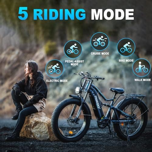 FREESKY Swift Horse Pro 2025 Electric Bike with 2000W BAFANG Motor, 48V 30Ah Battery, 26" Fat Tires, Up to 35MPH &120-Mile Range, Full Suspension Mountain EBike for Adults, Rear Rack &Full Fenders 6