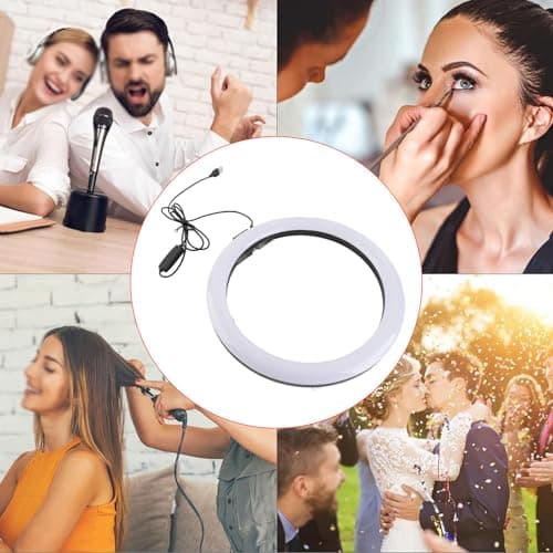 12-Inch LED Video Light with Phone Clip, 3200K-5600K Dimmable Ring Light, Ball Head Mount for Video Recording, Makeup, Conference Lighting 8