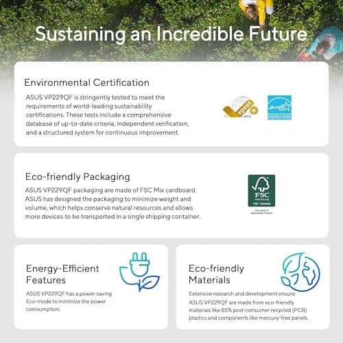ASUS VP229Q 21.5” Monitor, 1080P Full HD, 75Hz, IPS, FreeSync/Adaptive-Sync, Eye Care, HDMI DisplayPort VGA, Frameless, VESA Wall Mountable Black 9