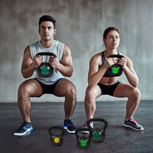 Fitvids Kettlebell Sets 4 Piece Strength Training KettleBells Weight Set 5lb, 10lb, 15lb, 20lb Kettle Bell 7
