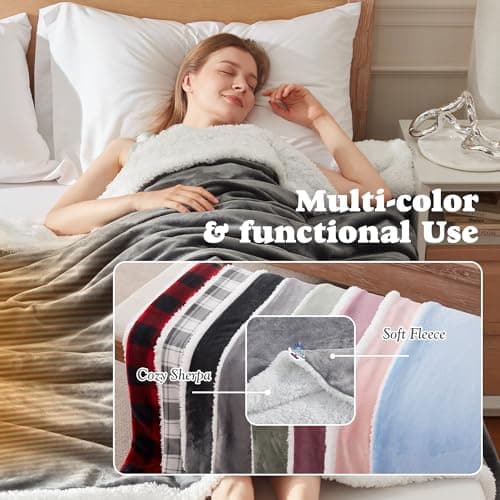 ACCU-WARMTH Heated Blanket Throw Size - Fast Warming with 6 Heat Settings & 4 Hours Auto-Off, Electric Throw Blanket for Couch, 50"x60", Grey 3