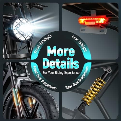 TST Electric Bike for Adults, 1500W Peak Motor, 28 MPH, 20" x 4.0" Fat Tire E-Bike, 48V 15Ah Removable Battery, Dual Hydraulic Disc Brakes, Dual Suspension, LCD & APP Control, UL 2849 Certification 7