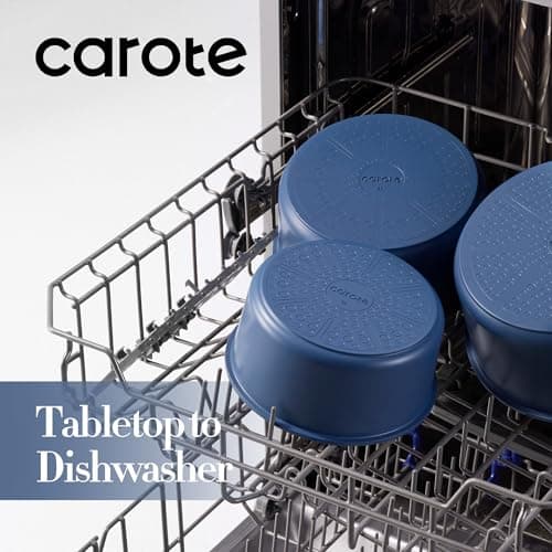 CAROTE 6pcs Nonstick Sauce Pan Sets with Lid 3 Sizes（1.5QT, 2QT & 3QT）, Non Stick Cooking Pot with Detachable Handle, Kitchen Sauce Pots Induction Pot, PFOA FREE, Dishwasher Safe, Blue 5