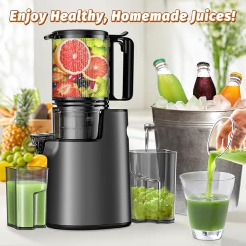 Cold Press Juicer, Juicer Machines with 5.4" Wide Feed Chute for Juice Extractor, Professional Slow Masticating Juicer for Whole Vegetables & Fruits with High Juice Yield, Easy to Clean (Black) 6