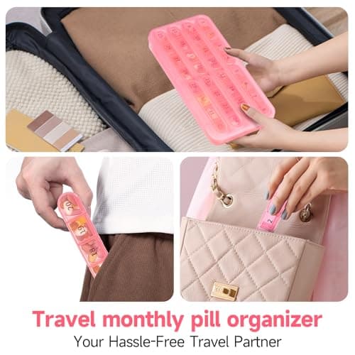 Zoksi Monthly Pill Organizer 1 Time a Day, 30 Day Pill Box Organizer Once a Day, One Month Large Pill Case for Travel, 31 Day Daily Medcine Container for Vitamins, Supplement & Medication (Pink) 5