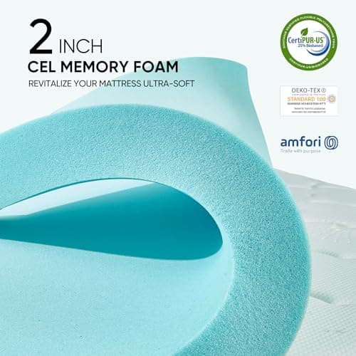 Memory Foam Mattress Topper Queen Size, Dual Layer 4 Inch Mattress Pad,2 Inch Gel Memory Foam Plus 2 Inch Pillow Top Cover with 8-21 Inch Deep Pocket 6