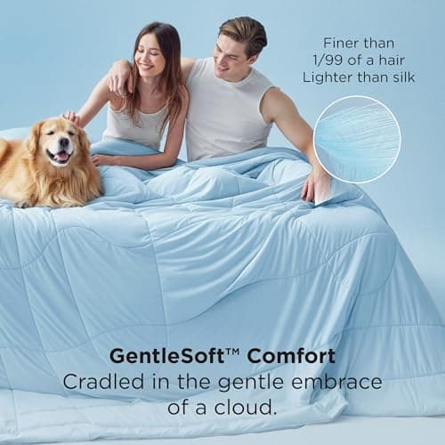 Bedsure Cooling Comforter King Size - Cooling Blankets for Hot Sleepers, Lightweight Comforter for Summer with Dual-Sided Cool Tech, Soft Breathable Cold Blanket for Sleeping, Blue, 102x90 Inches 5