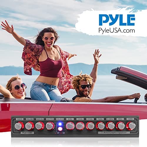 PyleUsa 7 Bands Graphic Equalizer with SUB Volume Adjustable for Subwoofer Channel, Built in Bluetooth for Wireless Music Streaming, Stereo RCA Output, Aux RCA Input, Mounting Hardware Included 8
