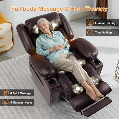 Neioml Triple Motor Large Power Lift Recliner Chair for Elderly with Heat and Massage, Lay Flat Lift Chairs for Seniors Infinite Position, Extended Footrest, USB&Type-C Ports, Cup Holder Dark Brown 6