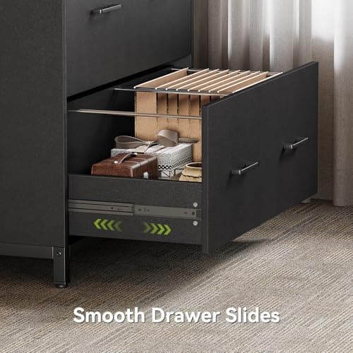 LITTLE TREE 2 Drawer File Cabinet for Home Office, 30.7-Inch Lateral Office Cabinet for A4 and Letter Size Files, Printer Stand, Storage Cabinet Organizer, Rustic Brown + Black 7