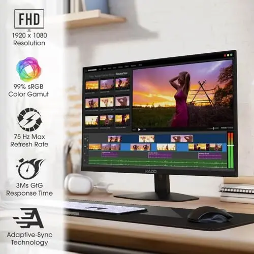 Kado Dual Monitor Setup - 2-Pack 27" 1920x1080 Computer Monitor 75Hz VESA Mount HDMI Office Gaming Built-in Speakers (E27 Dual Series) 2