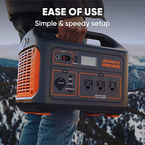 Jackery Portable Power Station Explorer 1000, 1002Wh Solar Generator (Solar Panel Optional) with 3x110V/1000W AC Outlets, Solar Lithium Battery Pack for Outdoor RV/Van Camping, Emergency (Renewed) 5